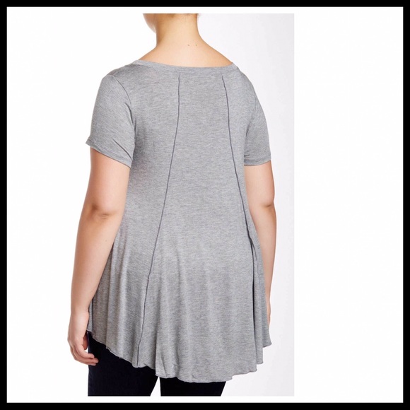 GREY TUNIC SHORT SLEEVES TEE T-SHIRT KNIT TOP A2C - Picture 4 of 8